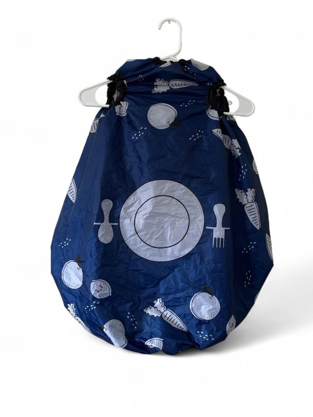Grabease Navy Blue Gray Allover Waterproof Feeding Bib Smock Stretch 6M-3T EUC